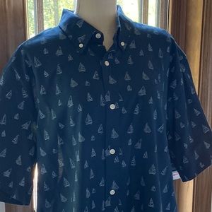 St. John’s Bay Short Sleeve Shirt  Pocket  Cotton/Polyester  Navy/Sailboats   XL